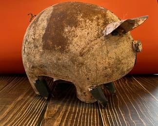 Pink Pig, metal folk art sculpture