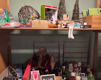 Loads of basement stuff—tools, art supplies, vintage Christmas, holiday decor, vintage tin toys, paper goods, filing cabinets, etc