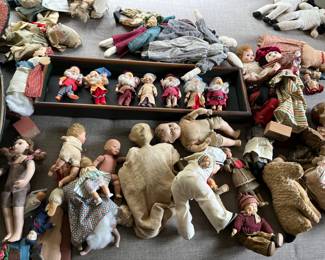 A whole bunch of vintage and antique dolls