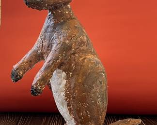 Folk art, outsider art Kangaroo sculpture by Stuart Novy, wood, plaster and tempura