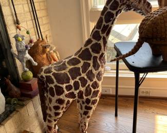 Giraffe, folk art sculpture by Stuart Novy, wood, plaster and paint