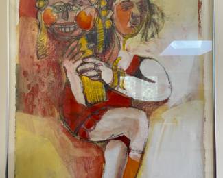 signed, cool watercolor by Raymond Edalla, outsider artist