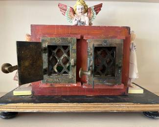 Antique and vintage cabinets with arrangements of found objects by Stuart Novy, folk art, outsider art