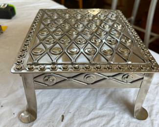 stainless steel jewelry box by Chicago outsider artist Stanley Swzarc, signed and dated, Swzarc was an artist musician and steelworker who took bits of steel home and created these wonderful boxes