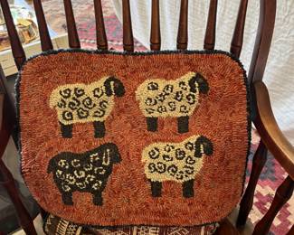 folk art hooked mini rug by Prall