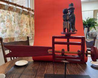 Antique folk art wooden weather vane, whirligig, dancing couple