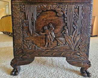 Engraved Wood Chest