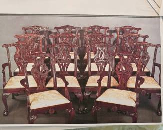 Mahogany Chippendale Chairs circa 1865 (set of 14)