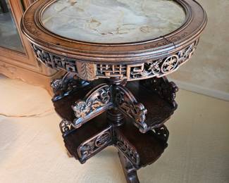 Antique Oriental Carved Table with revolving bookstand (1870-1880)