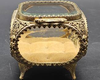 Antique French Ormolu Beveled Glass Jewelry