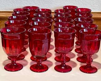 (22) Arlington Ruby by Viking Glass: 11-Iced Tea & 11-Water Goblets