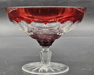 Waterford Crystal Dessert Dish w/ Ruby Band