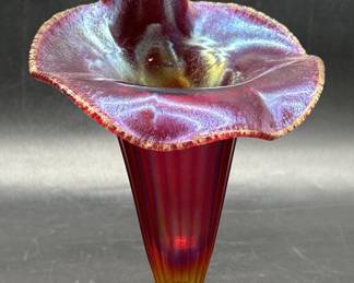 Fenton Amberina Jack in the Pulpit Footed Vase