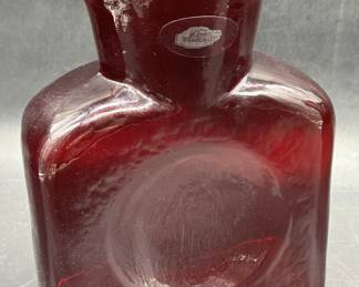 Blenko Ruby Red Glass Double Spout Pitcher