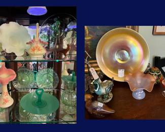 116.  Fenton, Burmese, Depression Glass & Steuben Aurene