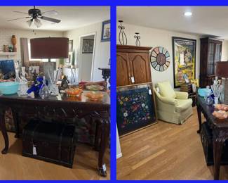6. Living Room with Ecletic Collection of Decor, Glass, .....