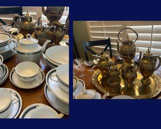 98. 53 Pieces of Gucci China & Large Brass Coffee Service.