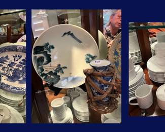 113.  Blue Porcelain and White Dishes