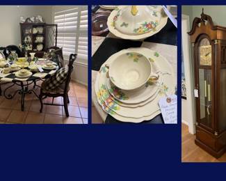 68.  Royal Doulton China, Breakfast Room & Grandfather Clock