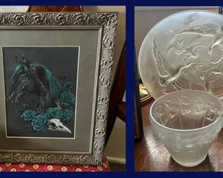 48.  Mystic Horse: Satuman-Manninen and Verleys French Frosted Bird Charger
