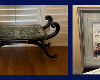 101.  Elegant Bench and Signed James Stewart Print