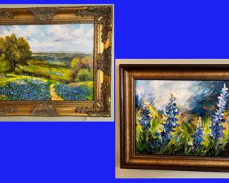 7.  Blue Bonnet Paintings by Texas artists Aaron Phillips  & Nita Ivy