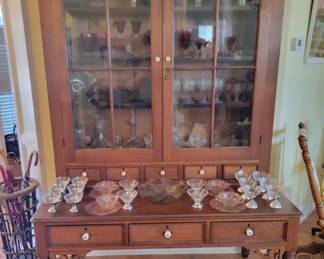 Antique Desk with Glass Front BookcaseSc