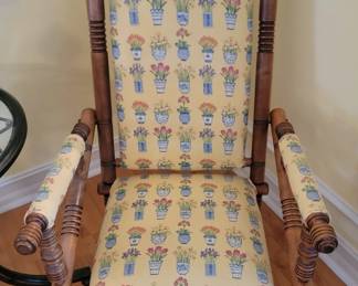 1 of 2 Antique Victorian era Spindle Platform Spring Carpet Pocking Chair