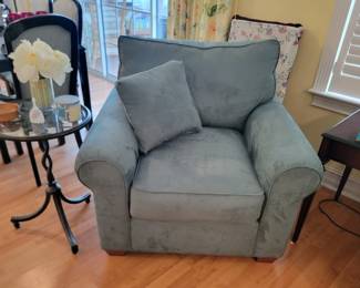 Chair by J. Raymond Furniture along with Iron & Glass Side Table