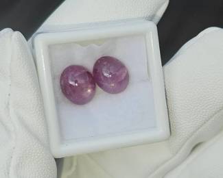 10.9 Carat Natural Star Ruby Pair, Cabochon Cut