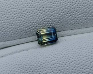 1.07 Carat Natural Parti Sapphire, Emerald Cut