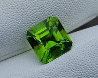 6.10 Carat Natural Peridot, Cushion Cut