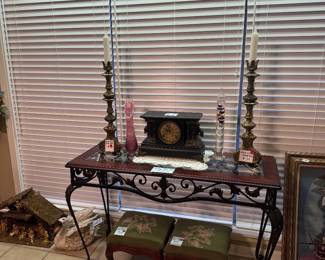 Antique clocks and brass Candle sticks