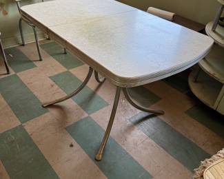 Vintage Formica kitchen table - 4 chairs that need to be reupholstered may be purchased with the table separately or you can buy the table by itself 
