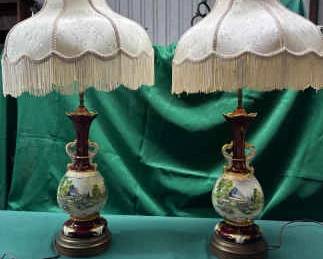 Two Vintage Porcelain Table Lamps