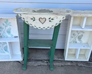 Drop Leaf Table And Decorative Shelves