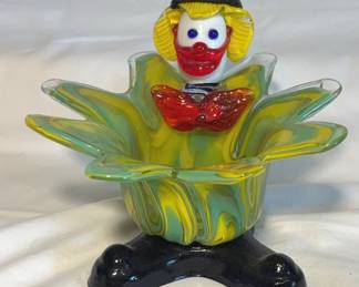 Vintage Murano Glass Flower Bowl Clown