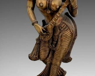 24 1005 Large Asian Bronze of Nude Lute Player