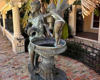 11 1160 Classical style Bronze Fountain with Maiden and Winged Cherub
