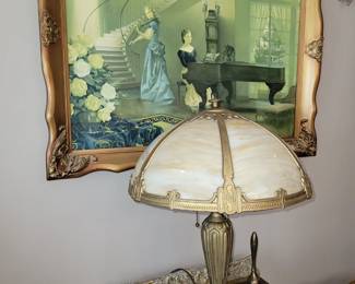 Antique Slag glass lamp