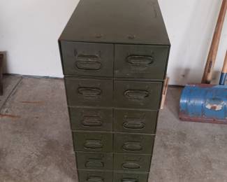 Multi-section metal file cabinet