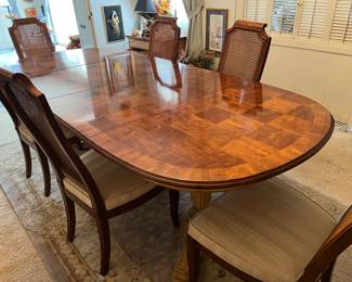 Vintage dining table by Heritage with original painted base - shown with 2 leaves