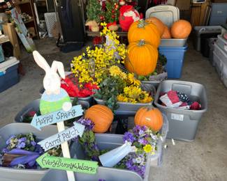 LOADS of seasonal flowers and decor - lots of large faux pumpkins