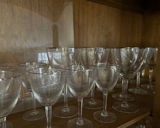 Vintage platinum rim stemware
