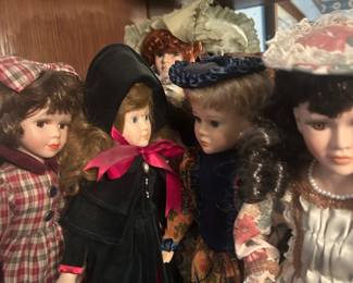 Wonderful dolls of porcelain with dresses and outfits helping them to look fantastic in your China hutch or curio cabinet.