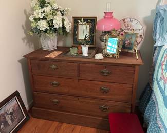 Antique English oak four drawer chest