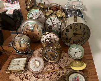 small collection of vintage clocks