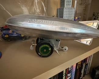 Vintage Schylling Aluminum Airship, Graf Zeppelin Wind Up Toy