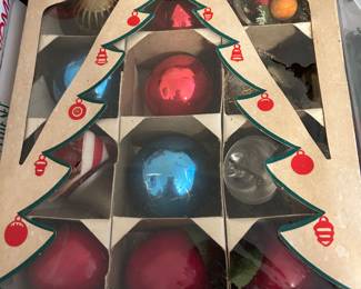 vintage ornaments in the box