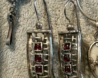 garnet and sterling earrings